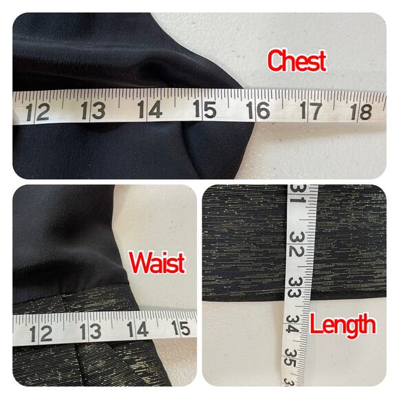 BROADWAY & BROOME Silk Black Gold Sparkle Sleeveless Fit & Flare Mini Dress 2 - Picture 12 of 12